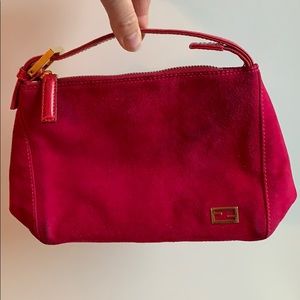Raspberry pink FENDI mini baguette in suede